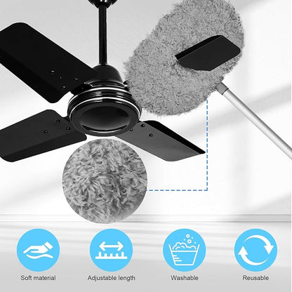 Eunice 7FT Ceiling Fan Duster with Extension Pole, Adjustable and Removable Fan Cleaner Blade for High Ceiling, Window Door Furniture (Blue)