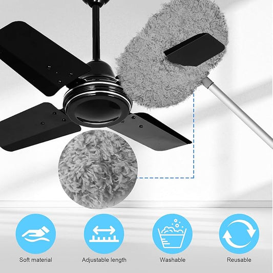 Eunice 7FT Ceiling Fan Duster with Extension Pole, Adjustable and Removable Fan Cleaner Blade for High Ceiling, Window Door Furniture (Blue)