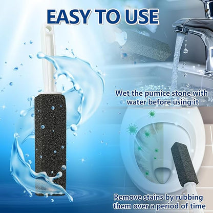 Black Pumice Stone Toilet Bowl Cleaner,Pumice Cleaning Stone with Handle and Hook,Scrubs Tough Hard Water Stains Away On Toilets, Bathtubs,Tiles&Sinks,Pumice Toilet Brush (2)