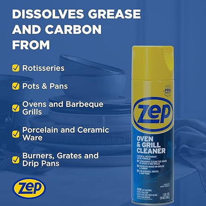 Zep Stainless Steel Cleaner Polish 14 oz (1 unit) & Oven Grill Cleaner 19 oz (1 unit) ECBD004 - Kitchen Cleaning Made Easy for Appliances, Grills, & Ovens