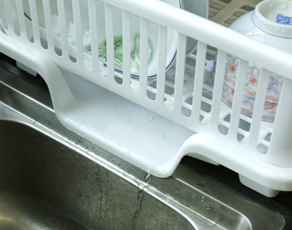 Heavy Duty 2-Piece Plastic Dish Drying Rack Set in White - Includes Large Dish Drainer, Attached Drainboard, and Utensil Cup Holders for Home Kitchen Countertop Organization
