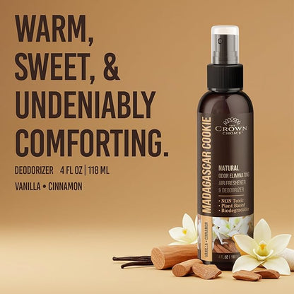 Non-Toxic Odor Eliminator, Natural Vanilla & Cinnamon Air Freshener Spray for Home, Room, Closet & Couch Deodorizer, Long Lasting Bathroom & Toilet Freshener, Safe for Kids & Pets - 4 oz Pack of 1