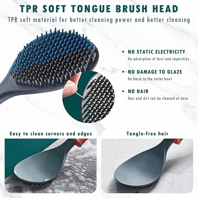 Modern Flexible Silicone Toilet Caspa, Silicone Toilet Bowl Brush and Holder Set, Flat Flexible Brush Holder Set, Water Drop Toilet Brush, Toilet Wand Cleaning Kit Wall Mounted(White)