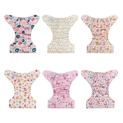 babygoal Reusable Cloth Diapers 6 Pack with 10pcs Inserts, One Size Adjustable Washable Pocket Nappy Covers for Baby Girls and Boys 6FG25