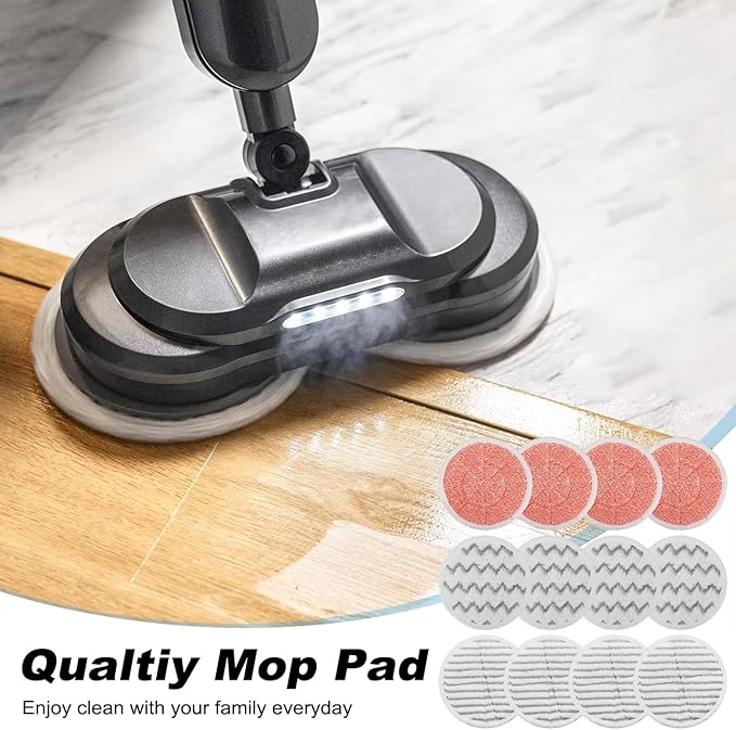 3897A Replacement Steam Mop Pads: 12 Packs Spin Mop Refills Compatible with Bissell Spinwave 3897A 3712C 3712W SmartSteam Scrubbing Steam Mop - Hard Floor Steam Mop Washable Pads (Heavy&Scrubby&Soft)