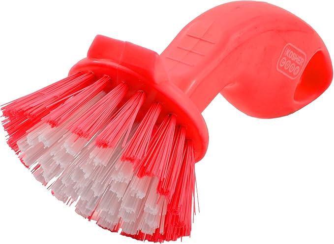 Meat Red Dish Brush - Dishwashing and Kitchen Cleaning and Scouring - Easy Grip Handle, Gentle Bristles - Color Coded Home and Kitchen Accessories by The Kosher Cook