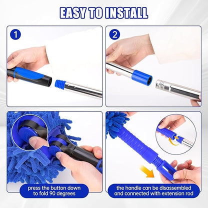 CALBEAU Ceiling Fan Cleaner Duster with 80" Extension Pole, Flexible and Washable Chenille Fan Duster for High Ceiling Fan Blades Light Fixtures Furnitures