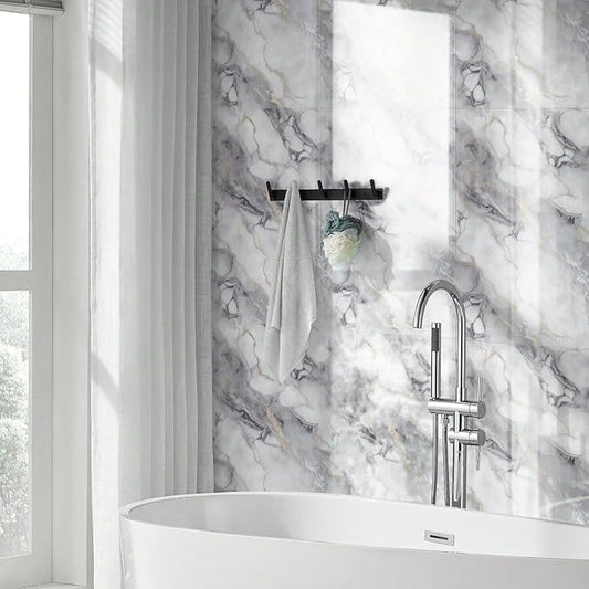 10pcs Thick Marble Peel and Stick Waterproof Wall Panels,Heat-Resistant Backsplash Tile, 23.6"x11.8" PVC Foam Wall Sticker for Kitchen,Living Rooms,TV Walls,Colorful (Not Real Tile 19.4Sq. Ft.)