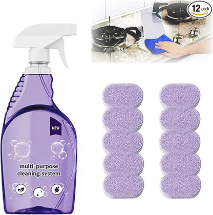 All-Purpose Cleaning Spray, The All-In-One Solution For Every Stain, Multi-Surface Cleaner for Home, Kitchen, Bathroom(12Tablet+1 Bottle)