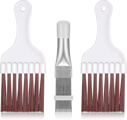 Boao 3 Pieces Air Conditioner Condenser Fin Cleaning Brush Stainless Steel Coil Cleaner Fin Comb Refrigerator Coil Cleaning Whisk Brush(Simple)