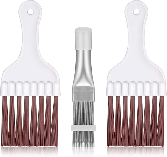 Boao 3 Pieces Air Conditioner Condenser Fin Cleaning Brush Stainless Steel Coil Cleaner Fin Comb Refrigerator Coil Cleaning Whisk Brush(Simple)