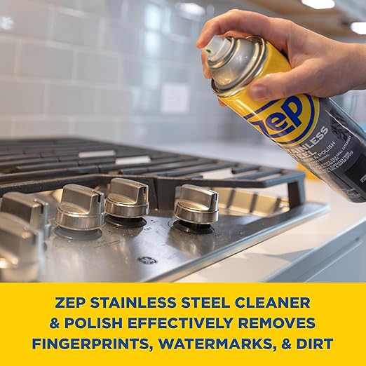 Zep Stainless Steel Cleaner Polish 14 oz (1 unit) & Oven Grill Cleaner 19 oz (1 unit) ECBD004 - Kitchen Cleaning Made Easy for Appliances, Grills, & Ovens