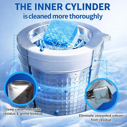 Enzyme Washing Machine Cleaner Tablets (24 Pack) – Protease Deep Clean Laundry Machine Cleaner Descaler for HE, Front Load & Top Load Washer, Removes Odor, Residue & Hard Water Buildup (2-Year Supply)
