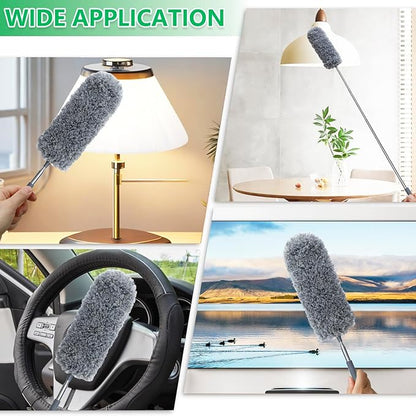 4 Pack Microfiber Duster for Cleaning, Washable Feather Dusters, Extendable Pole, Cleaning Tools for Office, Car, Window, Furniture, Ceiling Fan