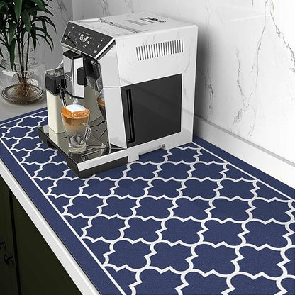 WISELIFE Dish Drying Mat Super Absorbent Drying Mat Large Dish Drying Mats for Kitchen Counter Easy Clean Dish Mat Kitchen Drying Mat18"x 36" Stylish Blue