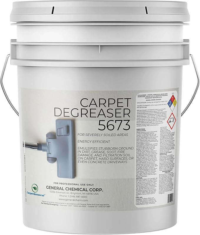 Professional Carpet Degreaser - Heavy Duty Spot Cleaning Liquid - Ultimate Clean Product for Carpet, Car Upholstery, Stain Removal - Superior Cleaning for Spotless Rug, 5 Gallon Pail