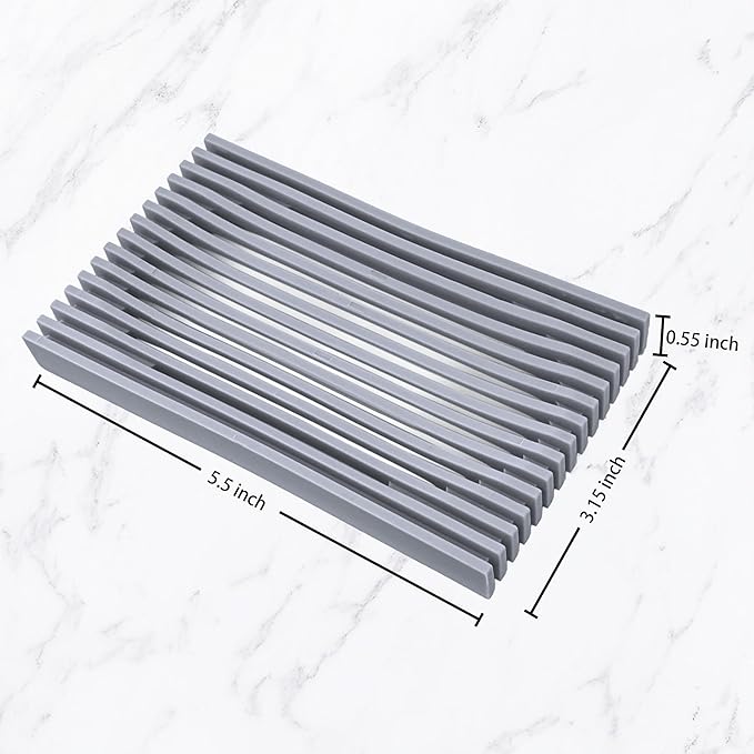 Aoheuo Modern Minimalist Soap Dish (2Pack),Drainage Silicone Soap Holder,5.5 Long by 3.15 Wide,0.55 inches high,Used for Kitchen,Bathroom,and Bar Sink(Incanus,Blue)