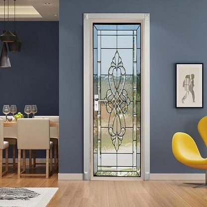 A.Monamour 3D Door Stickers for Interior Doors Stained Glass Front Door Vinyl Waterproof Self Adhesive Door Mural Decals for Bedroom Office Bathroom 85x200cm