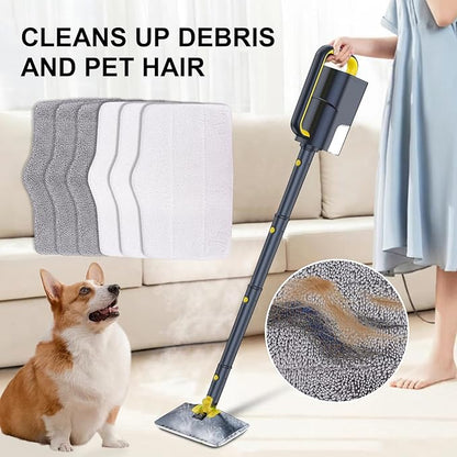 6 Pack Microfiber Steam Mop Pads Compatible with ScrubWiz Series Steam Mop, Washable & Reusable Microfiber Steam Mop Cloth for All Types of Floors, Steam mop Attachments Accessoriess (White & Grey)