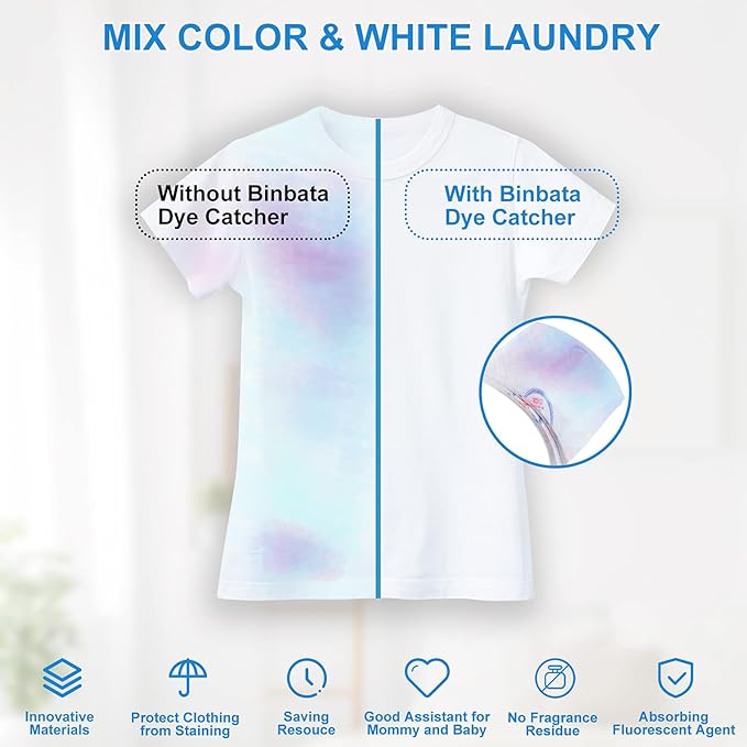 Binbata Color Grasper for Laundry 240 Count, Fragrance Free Dye Catcher Essential for Home Use, Dye Guard Grabber Sheets for Laundry in-Wash Sheets