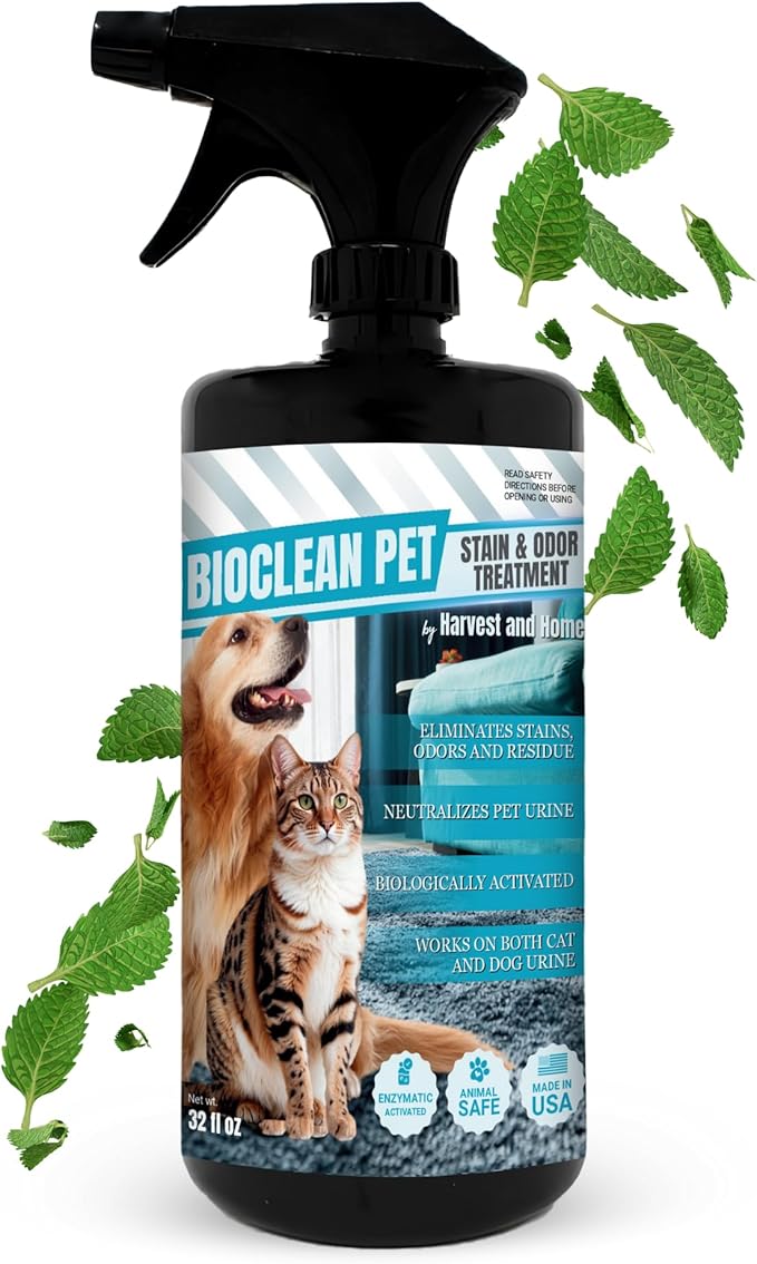 Bioclean Pet Carpet Cleaner & Deodorizer – Eliminates Pet Urine Smell, Stain & Odor Remover, No Residue, Made in USA – 32oz