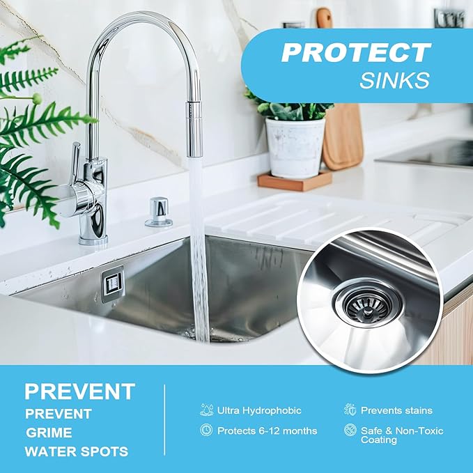 Ceramic Coating Spray – Shine, Seal & Protect Stainless Steel, Glass, Kitchen & Bath – Repels Fingerprints, Water Spots & Grime – Multi-Surface Sealant for Countertops, Sinks & More, 8.66oz