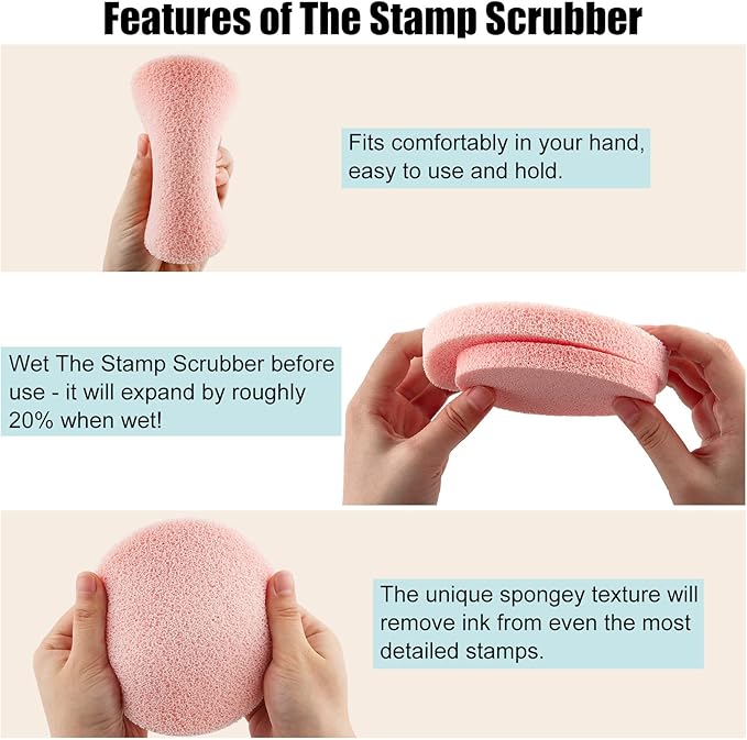 BAOFALI 4 Pcs/Set Stamp Scrubber,Stamp Cleaning Sponge,Ink Removing Tool for Applicable to Stamp Cleaning Cloth Stamps Rubber Stamps,Stamp Positioners and Craft Supplies Tool （Light Blue）