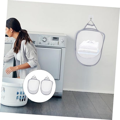 Zerodeko 2pcs Wall-mounted Folding Dirty Clothes Organizer Baskets Breathable Hanging Storage for Bedroom and Bathroom Space-saving Laundry