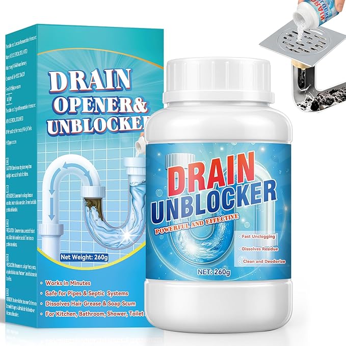 Drain Clog Remover, 260g Drain Cleaner, Pipeline Dredging Agent, Dissolves Hair, Grease & Soap Scum