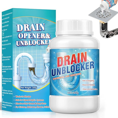 Drain Clog Remover, 260g Drain Cleaner, Pipeline Dredging Agent, Dissolves Hair, Grease & Soap Scum