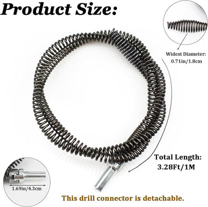 Amonk Drain Auger Cable 3.28Ft Clog Remover with Drill Connector 10mm Flexible Plumbing Snake Pipe Drain Cleaner for Kitchen, Bathroom and Shower Sink