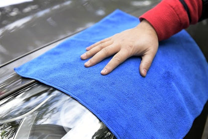 CARCAREZ Premium Microfiber Detailing Towels, 340 GSM Lint Free Car Buffing Waxing Polishing Drying Towels (12, Multicolor, 16x16 Inch)