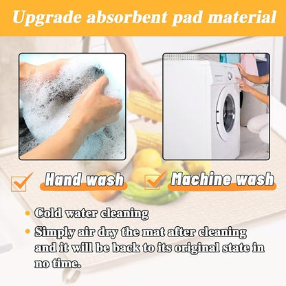 2 Pack XXL Large Microfiber Dish Drying Mat,24*17 inch Absorbent Dish Drainer Kitchen Counter,Dish Drying Pad for Countertops,Sinks,Draining Racks(Beige)