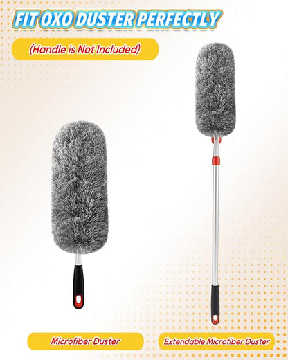 KEEPOW 4 Pack Upgraded Microfiber Duster Refills Compatible with OXO Extendable Duster, Reusable Washable Head Replacements for Cleaning, Compatible with OXO Microfiber Duster (Handle Not Included)