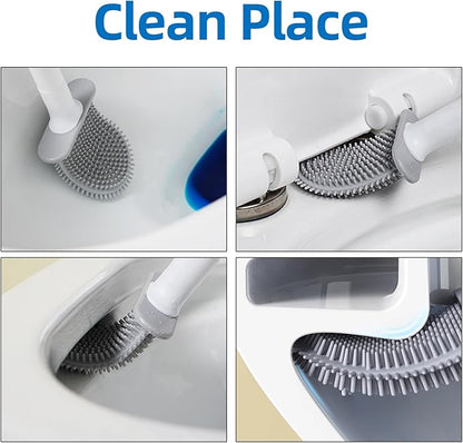 Silicone Toilet Brush,Toilet Bowl Brush,Toilet Brush and Holder Set,Rv Toilet Cleaner Brush Wall Mounted for Bathroom，RV Travel Trailers and Campers
