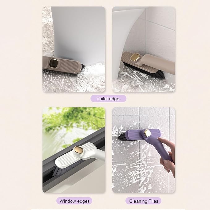 Tile Grout Brush Crevice Floor Scrub Brush Gap Cleaning Brush Swivel Handle Corner Cleaning Brush Versatile Groove Brush for Home Kitchen Bathroom Purple