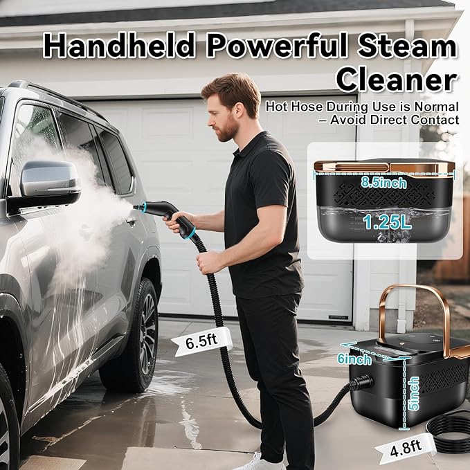 Steam Cleaner, 2500W Portable Handheld Steamer for Cleaning, Large Capacity Tank Pressurized Steam Cleaning Machine for Home, Car, Bathroom, Kitchen, Furniture, Grout, Floor, Tile
