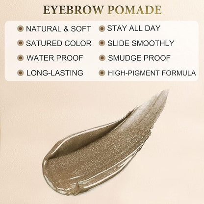 LAVONE Eyebrow Stamp Pencil Kit - Brow Stamp Trio with Waterproof Eyebrow Pencil, Eyeliner, Pomade, and Dual-ended Brush - Blonde