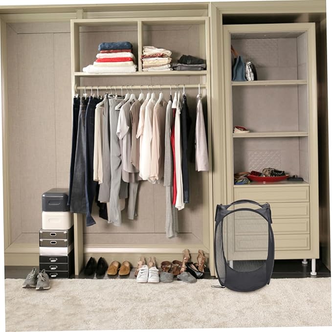 Collapsible Laundry Basket Handles Large Capacity Mesh Hamper for Dirty Clothes Storage Portable Clothes Organizer for Bedroom and Laundry Room