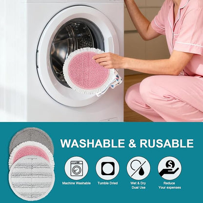 Spin Cordless Electric Mop Pads: 7.5/7.48/7.28/7 Inch Steam/Electric Mop Pads Replacement for Vmai/eous/idoo/alfabot/devoac - Round Velcro Scrubber Reusable Mop Pads Refill for Floor Cleaning 8 Pack