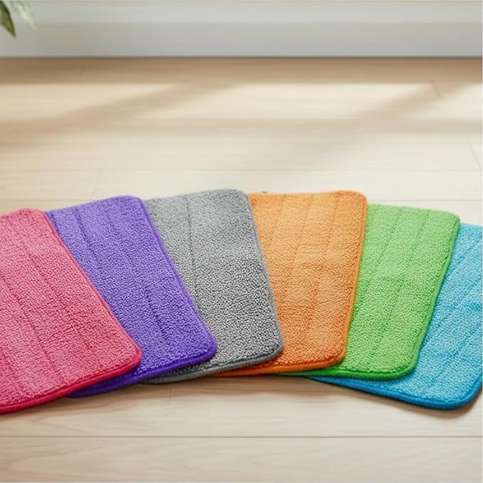 Microfiber Replacement Mop Pads, 18" x 6" Wet & Dry Home & Commercial Cleaning Refills, Colorful Reusable Floor Mop Pads, Washable Floor Cleaning Pads, 6 Pack
