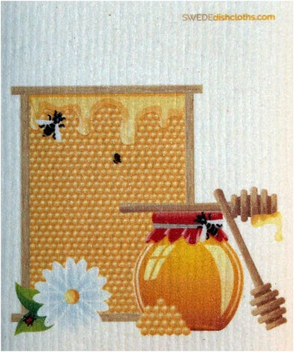 SWEDEdishcloths - Cellulose Sponge Dish Towels - Mixed Set of 3 (One of Each Design) Bees & Honey Swedish Dish Cloths