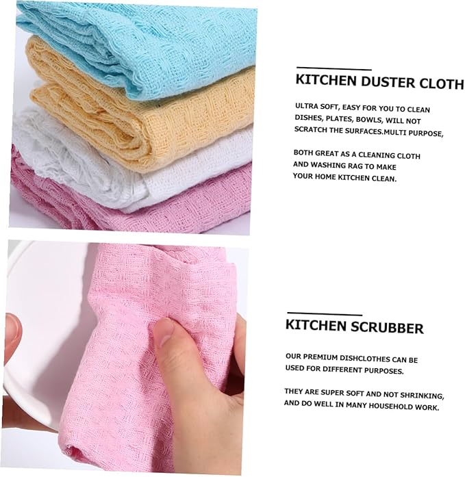 balacoo 4pcs Microfiber Dishcloth Set Water Absorbent Kitchen Cleaning Cloth Thickened Sturdy Cotton Kitchen Towels for Dishwashing and Household Cleaning