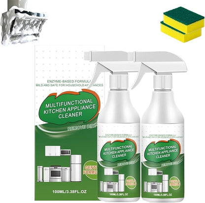 Multi-purpose Enzyme Foam Cleaner, Heavy Oil Stain Cleaner, Multipurpose Kitchen Appliance Cleaner Spray, Gentle Formula for Appliances Countertops Range Hoods (2pcs)