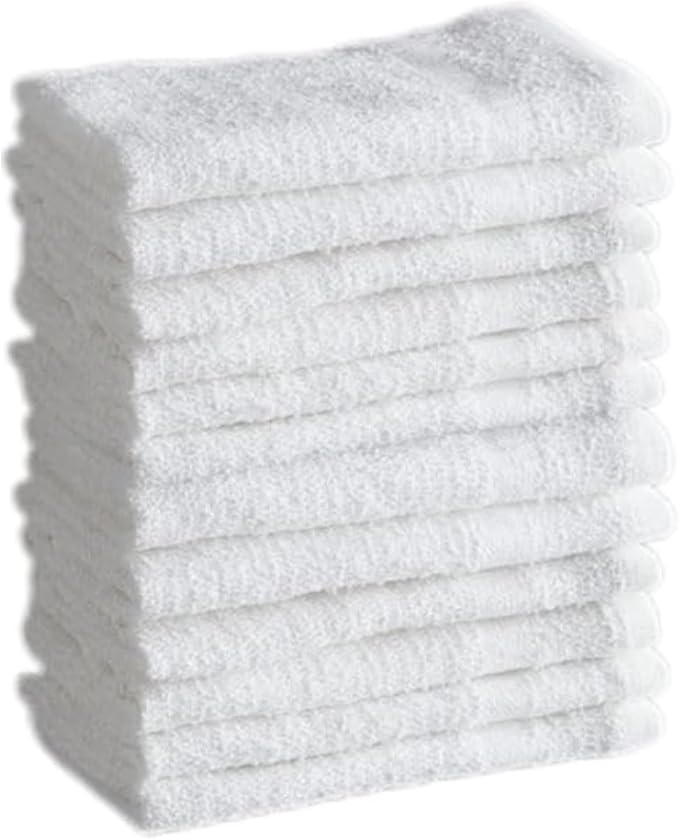 100% Cotton Washcloth Set – Soft, Absorbent Face Towels for Bathroom & Gym Use – Durable, Reusable, Machine Washable Wash Cloths - White Color, 12x12 Inches, Pack of 12