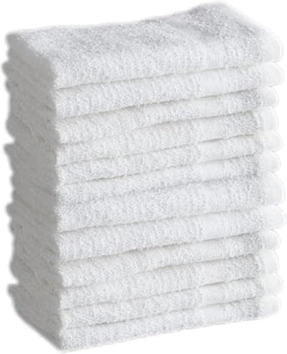 100% Cotton Washcloth Set – Soft, Absorbent Face Towels for Bathroom & Gym Use – Durable, Reusable, Machine Washable Wash Cloths - White Color, 12x12 Inches, Pack of 12