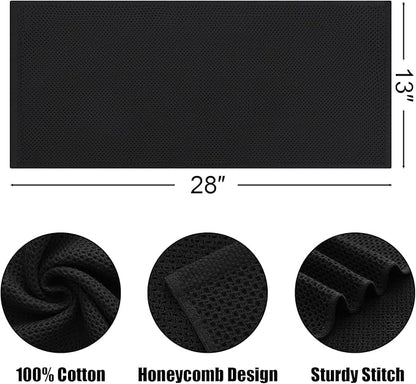 Kitinjoy 100% Cotton Waffle Weave Kitchen Hand Towels (13 x 28 Inches, Black), 8-Pack Super Soft and Absorbent Dish Towels for Drying Dishes