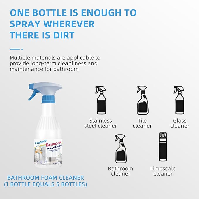 Foaming Shower Tub and Tile Cleaner, Bathroom Foam Cleaner with Floral Scent, Bathroom Cleaner Spray for Cleaning Glasses and Sinks, Grout Cleaner, Deep Cleaning Removes Old Stains From Grout, 1pcs