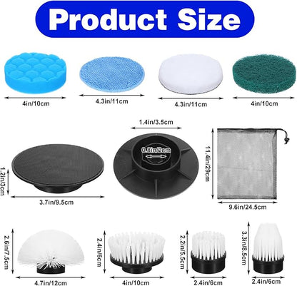Electric Spin Scrubber Replacement Brush Heads, 8 Pack Cordless Spin Scrubber Brush Replaceable Heads with Base and Storage Bag, Rotatable Cleaning Brushes for Household Bathroom Floor Tile Car