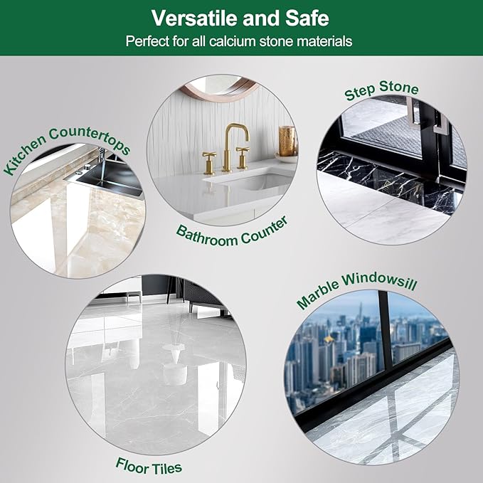 AETHER Marble Polishing Powder, Restore Shine Remove Water Stains Scratches Rings Etches, Professional Stone Polishing & Cleaning Powder for Marble Stone Granite Quartz Tile Floor Countertop Surfaces